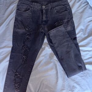 Men's Distressed Black Jeans